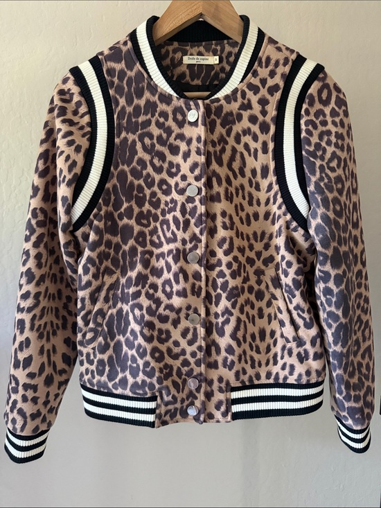 Prole de copine Jackets & Blazers - 🇫🇷Prole de copine Paris brand Leopard Print Varsity Bomber Trendy Edgy Jacket S
